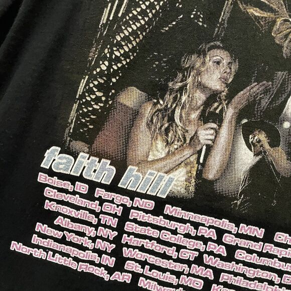 Vintage Faith Hill Rap Tee Shirt Mens Large Tim McGraw WCW Tag 90s Rare Black - Picture 8 of 13